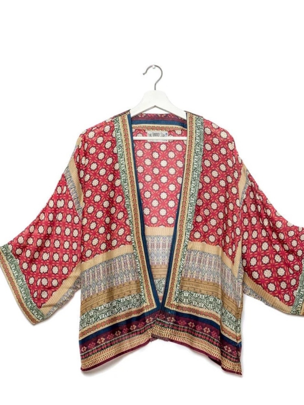 Women's One Hundred Stars Moorish Burgundy Kimono- one size